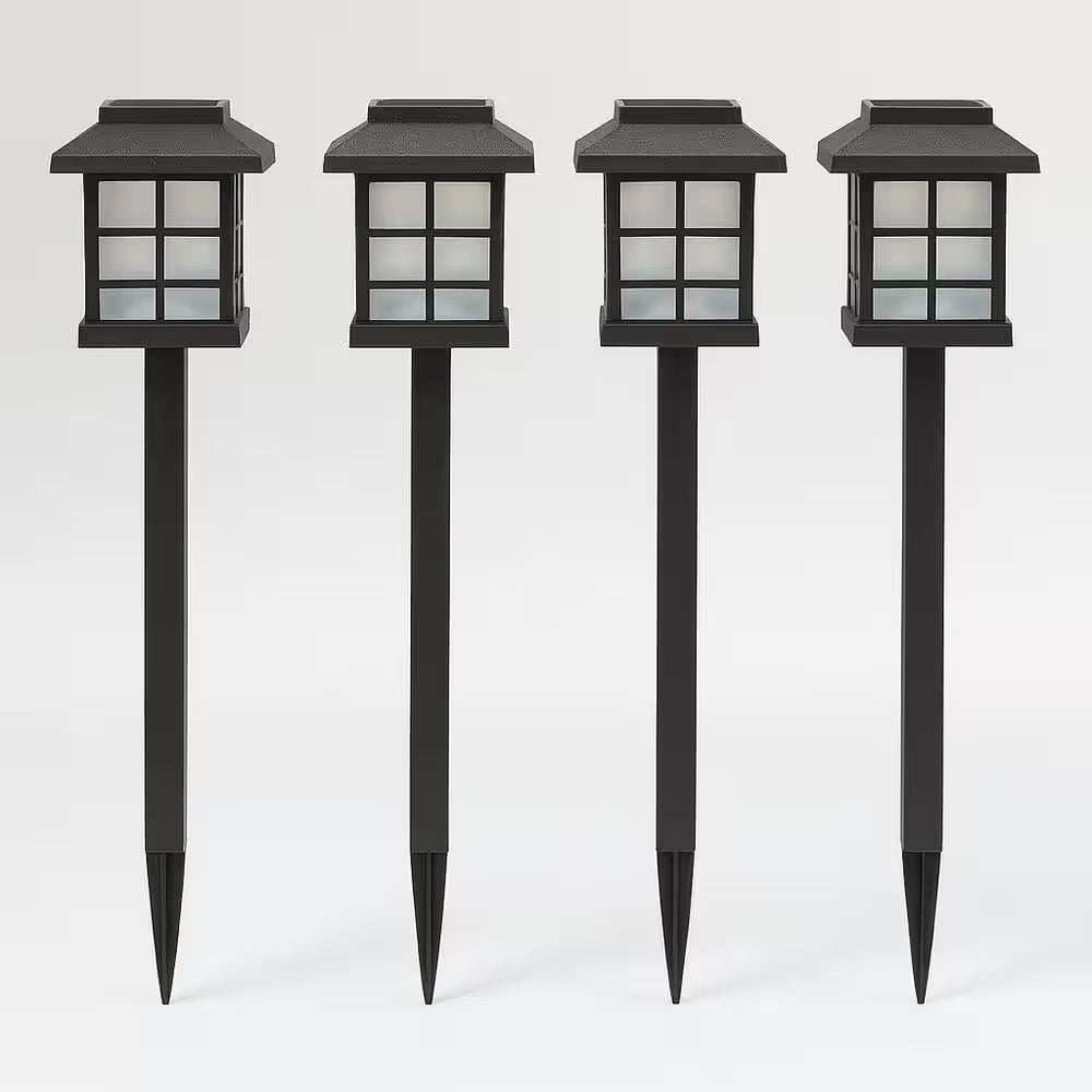 Black Cool White Integrated LED Weather Resistant Outdoor Solar Path Light with Plastic Lens (4-Pack)