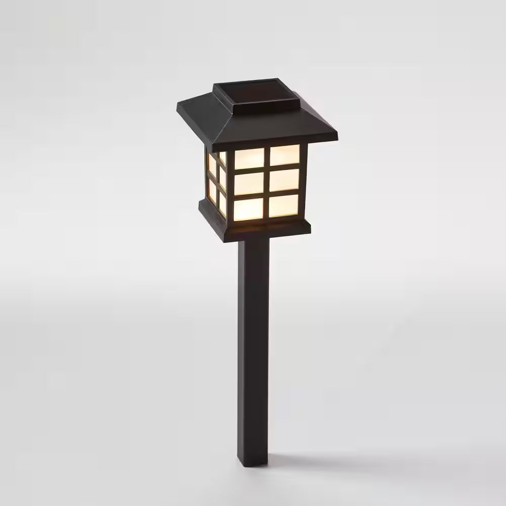 Black Warm White Integrated LED Weather Resistant Outdoor Solar Path Light with Plastic Lens (4-Pack)