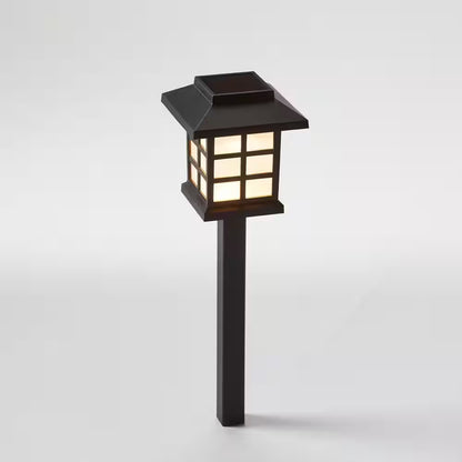 Black Warm White Integrated LED Weather Resistant Outdoor Solar Path Light with Plastic Lens (4-Pack)