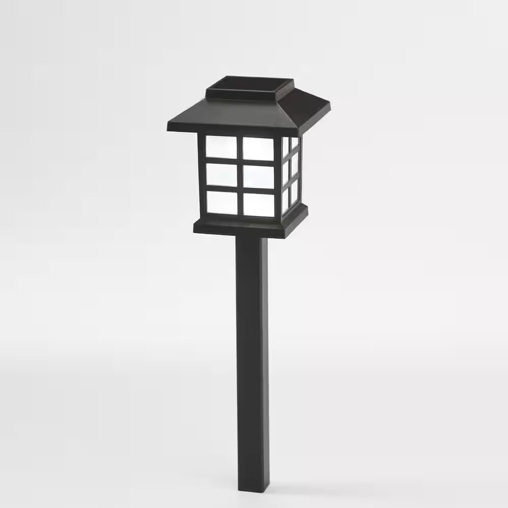 Black Cool White Integrated LED Weather Resistant Outdoor Solar Path Light with Plastic Lens (4-Pack)