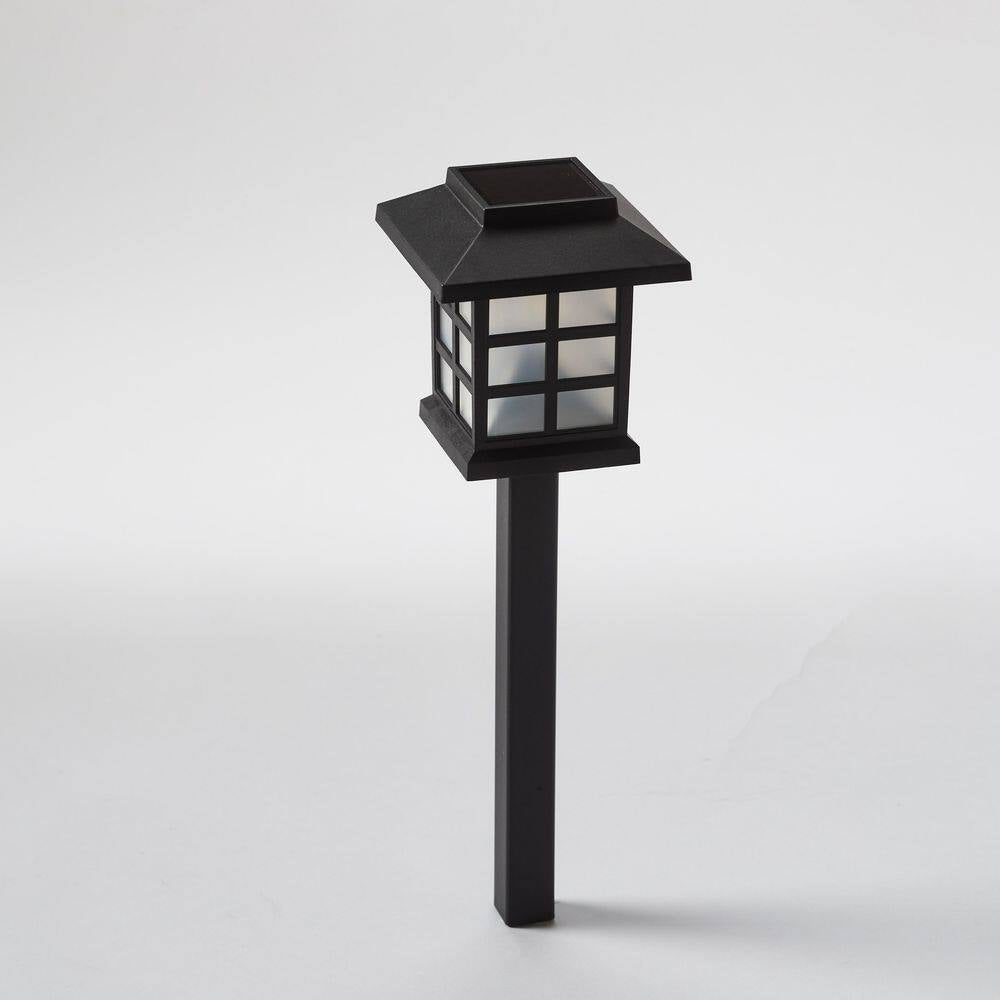 Black Cool White Integrated LED Weather Resistant Outdoor Solar Path Light with Plastic Lens (4-Pack)