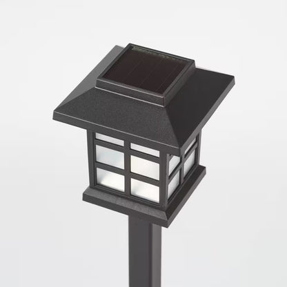 Black Warm White Integrated LED Weather Resistant Outdoor Solar Path Light with Plastic Lens (4-Pack)