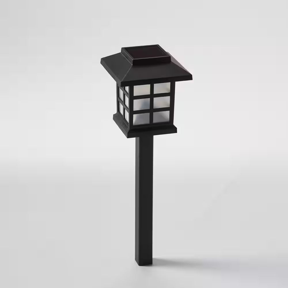 Black Warm White Integrated LED Weather Resistant Outdoor Solar Path Light with Plastic Lens (4-Pack)