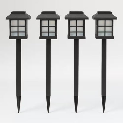 Black Cool White Integrated LED Weather Resistant Outdoor Solar Path Light with Plastic Lens (4-Pack)