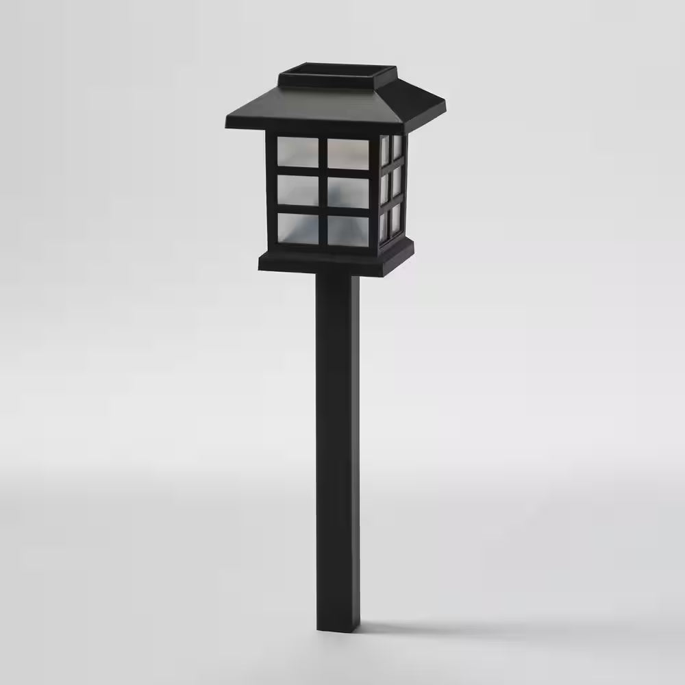 Black Warm White Integrated LED Weather Resistant Outdoor Solar Path Light with Plastic Lens (4-Pack)