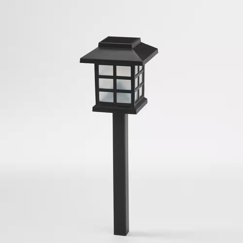 Black Cool White Integrated LED Weather Resistant Outdoor Solar Path Light with Plastic Lens (4-Pack)