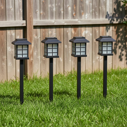Black Warm White Integrated LED Weather Resistant Outdoor Solar Path Light with Plastic Lens (4-Pack)