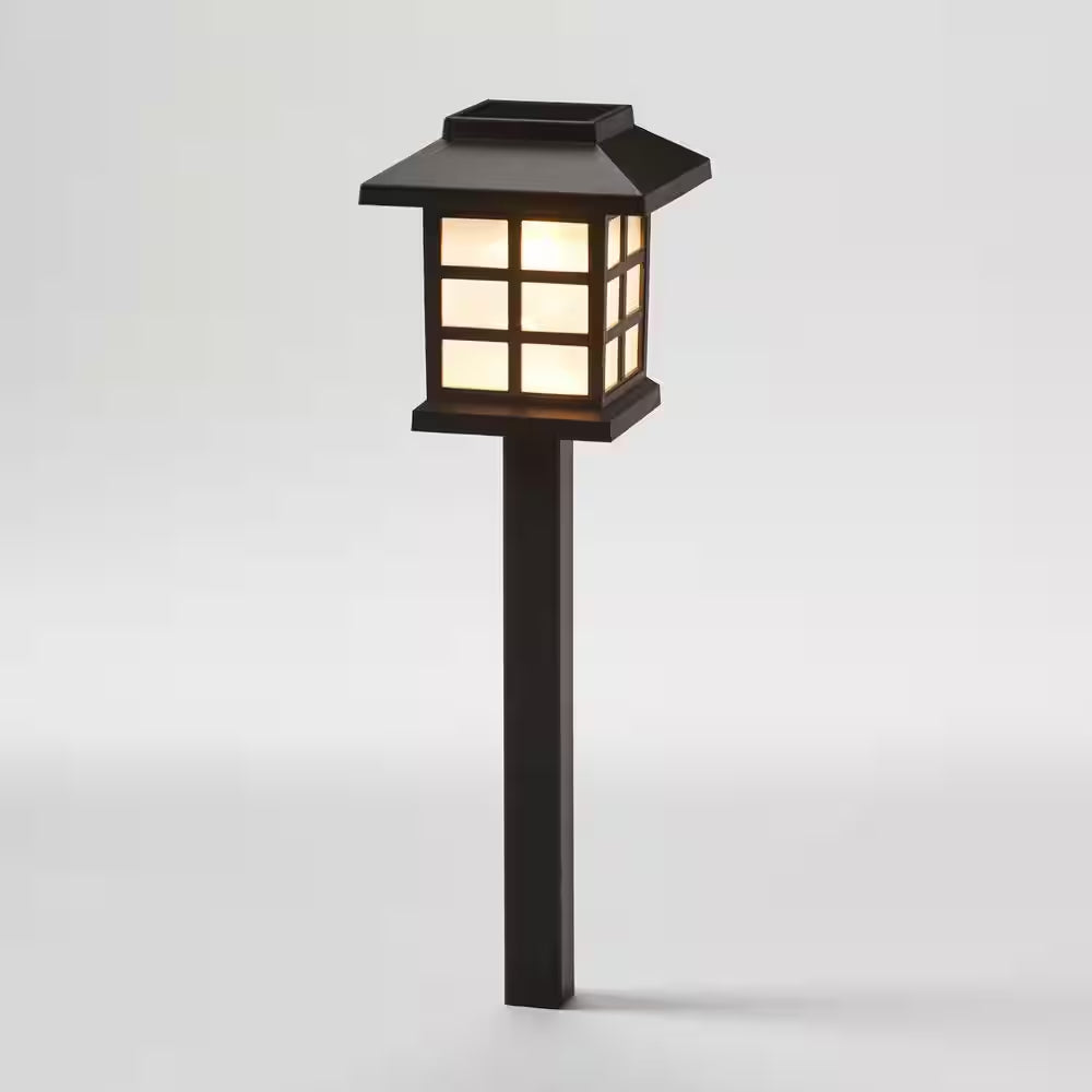 Black Warm White Integrated LED Weather Resistant Outdoor Solar Path Light with Plastic Lens (4-Pack)