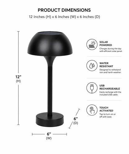 Solar Rechargeable LED Outdoor Table Lamp